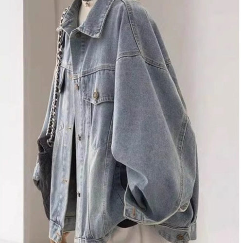 High-end Washed Light Blue Denim Jacket For Women 2026 Korea