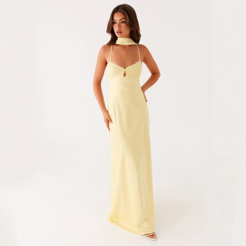 2026 Women's Elegant V-neck Strap Backless Long High-end Sat