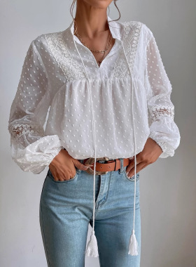 Crossover 2026 Polka-dot Chiffon Lace Splicing Loose mmuter