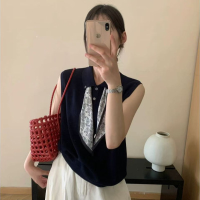 Korean Style Lapel Sweater For Women Ice Silk 2026 Buttons H