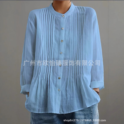 Station 2026 Women's Casual Pleated Shirt