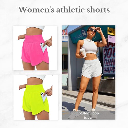 Women's High-waist Running Sports Yoga Fake Two-piece Shorts