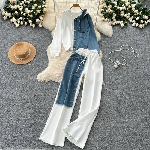 Casual Suit Women's Fashion Design Stitching Fake Two-piece