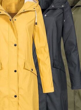 Women's Rainproof Jacket Long Hooded Lightweight Waterproof