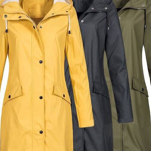 Women's Rainproof Jacket Long Hooded Lightweight Waterproof