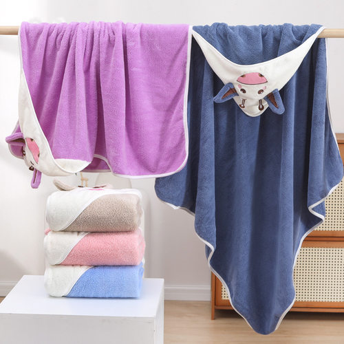 03-year-old Baby Bath Towel Cartoon Hat Can Be Worn By The v