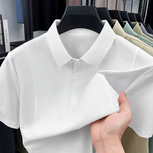 Men's Short-sleeved Shirt Quick-drying Breathable Lapel Soli