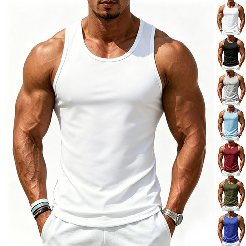 Us Size 170g Sunshine ol tton Men's Vest rend Hurdle Sports