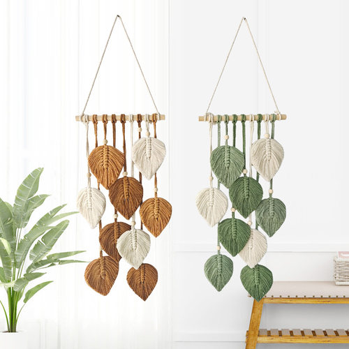 Handmade Woven tton Rope Leaf Tapestry Decorative Leaf Furni