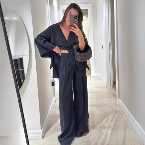 2025 Women's Fashion Casual Suit V-neck One-button Loose Hig
