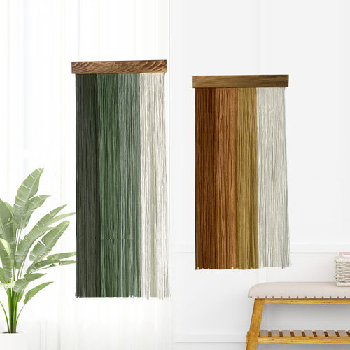 Wood Board Tassel Tapestry tton Woven Handmade Style Decorat