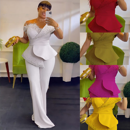Women's Clothing Station Off-shoulder Casual High Waist Afri