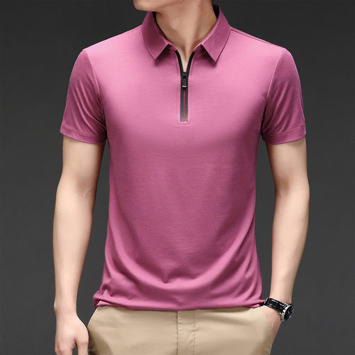 Solid lor T-shirt Men's Short-sleeved Men's Shirt Ice Silk Q