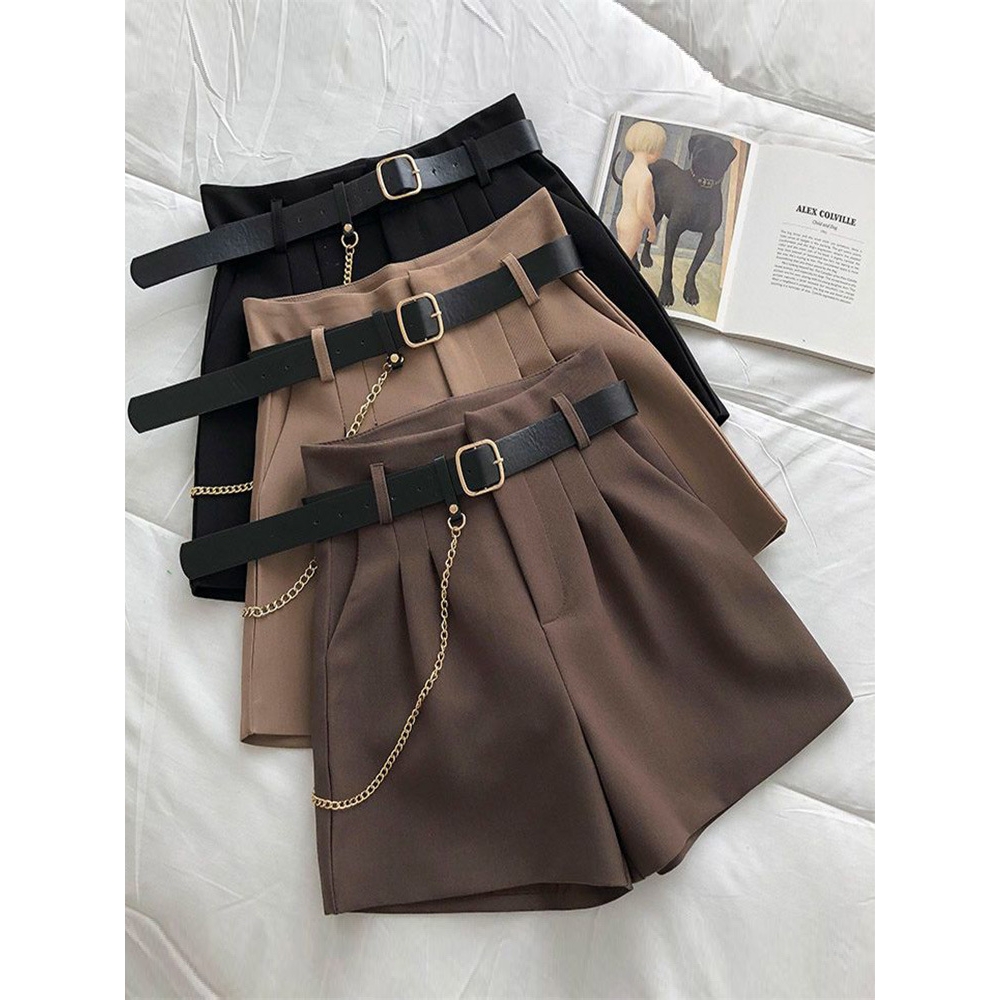 春秋西装短裤女外穿2025新款韩版显瘦高腰a字阔腿裤百搭休闲裤子