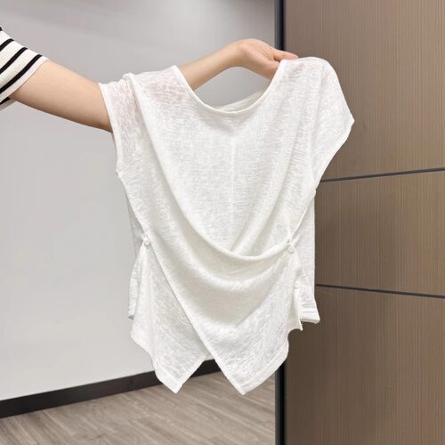 White Designer All-match Crewneck Short-sleeve T-shirt For W