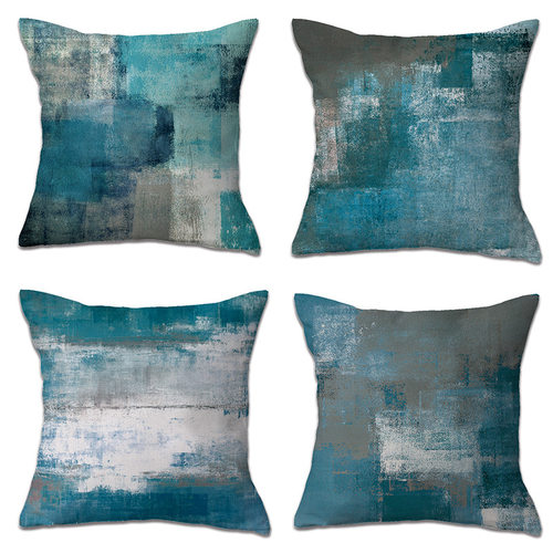 Linen Geometric Abstract lor Matching Art Stitching Wind Blu