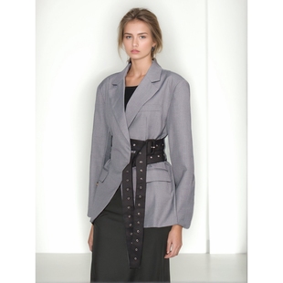 small collar tie 2025 blazer style belted with new