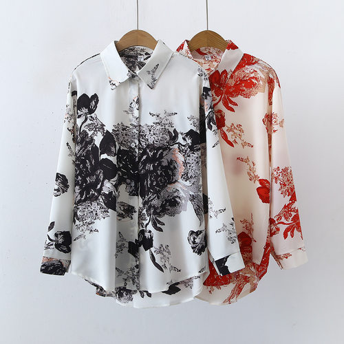 Women's Korean-style Retro Simple Printed Satin
