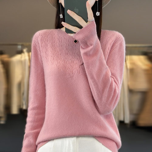 First-line Ready-to-wear Pure Wool 2026 New Women's Round Ne