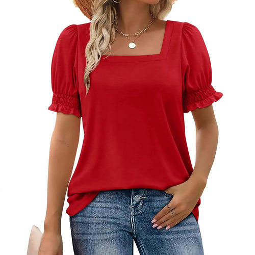 Station 2026 Fashion Simple U Sleeve Loose T-shirt