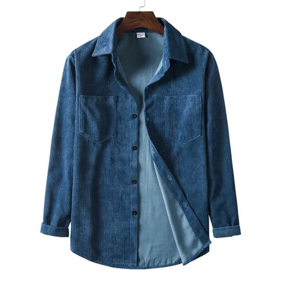 Men's Solid lor rduroy Shirt Youth Fashion Casual