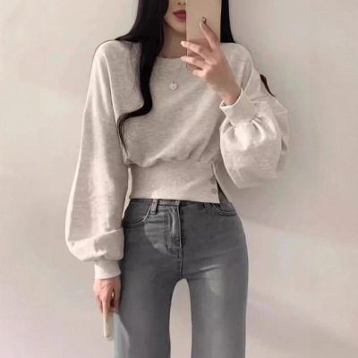 Korean Chic Niche Design Round-neck Buttoned Waist-cinching