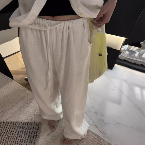 Linen Wide-leg Pants For Women 2026 High-waisted Thin Loose