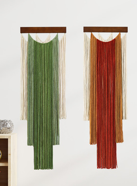 Wood Board Tassel Tapestry Hand-woven Gradient Homestay Bedr