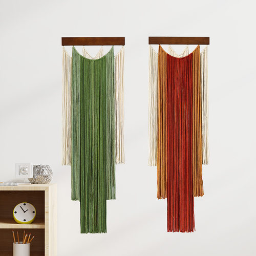 Wood Board Tassel Tapestry Hand-woven Gradient Homestay Bedr