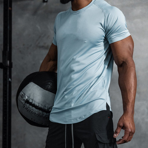 Crazy Mle Men's Fitness Short-sleeved T-shirt Sports Mesh Qu