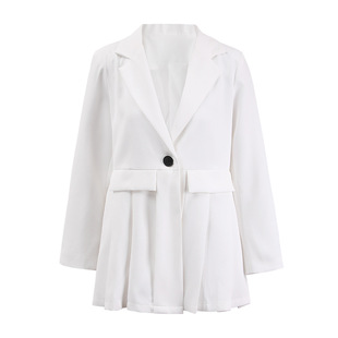 pleated blazer spring style 2025 new design women Korean for