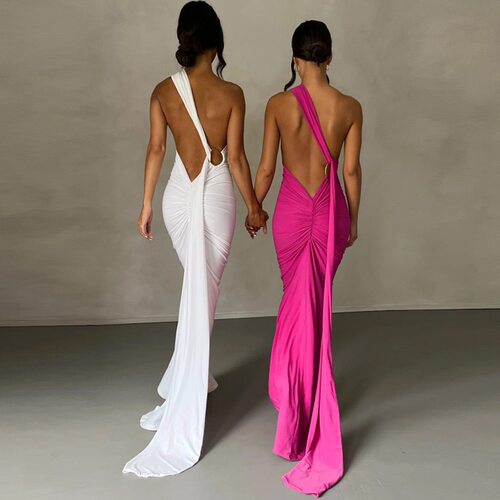 Women's Style 2026 Slant Shoulder Sexy Slim-fit Backless Shr
