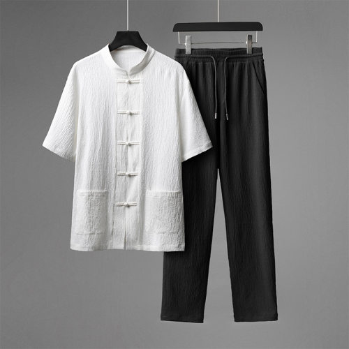 Light Luxury Chinese Style Buckle Casual Suit Men's Pleated