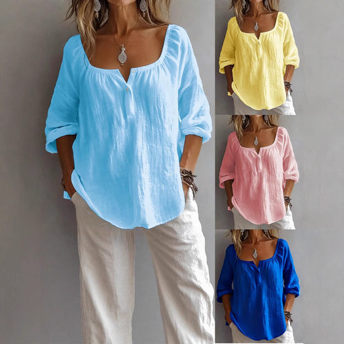 2026 Women's Casual V-neck Pullover Loose Clear lor Multi-co