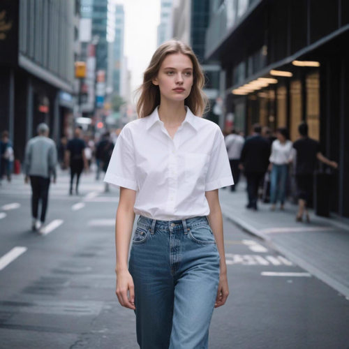 Women's White Loose Short-sleeved Shirt Women's Work Clothes