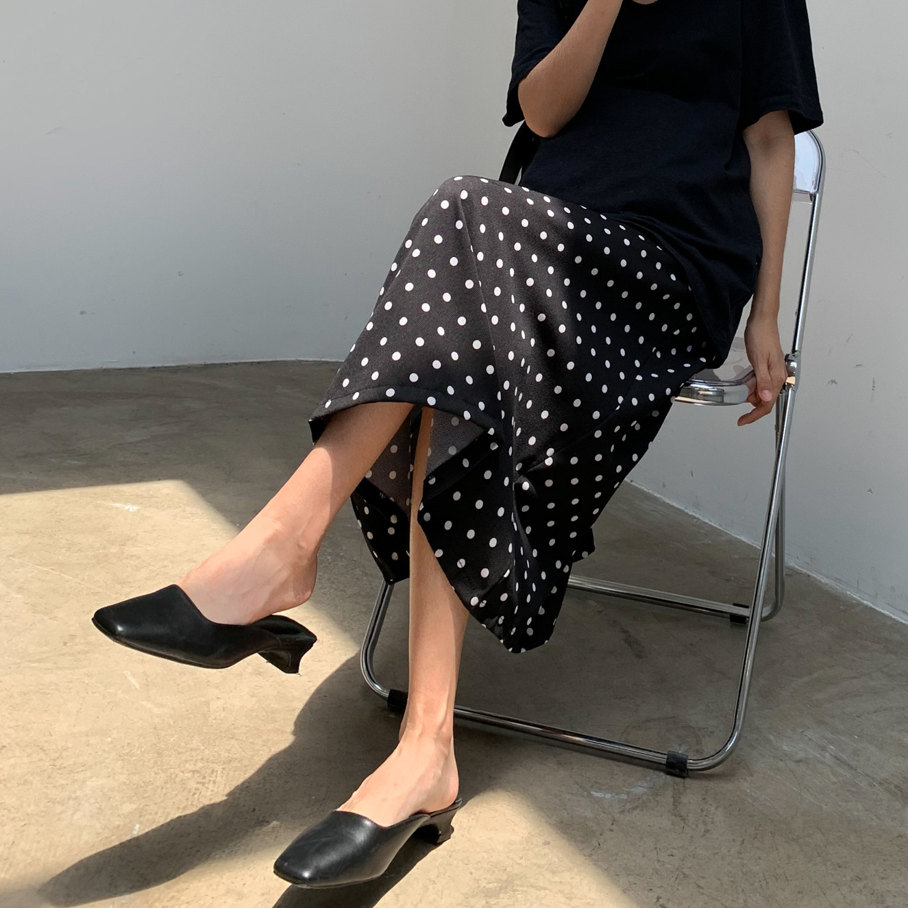 High Elastic Belly Support Maternity Wear Polka-dot Skirt A-
