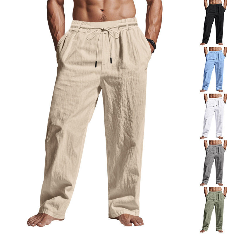 2026 American Style Drawstring Men's Simple Fashion Solid lo图片