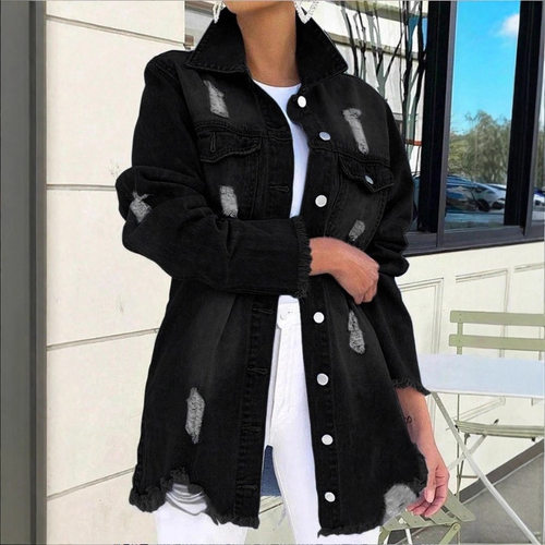 Atc70371 Women's Jacket Frayed Design