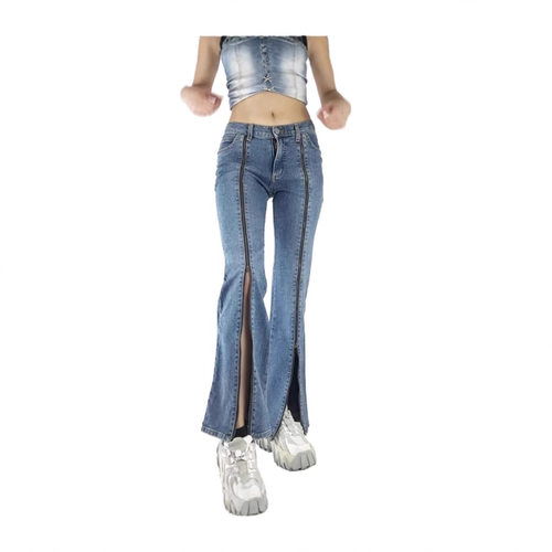 Women's Loose High Waist Fashionable Denim Trousers