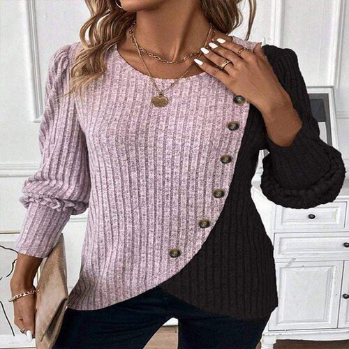 2026 Women's Z Round Neck lor Matching Pit Strip Cross Hem K