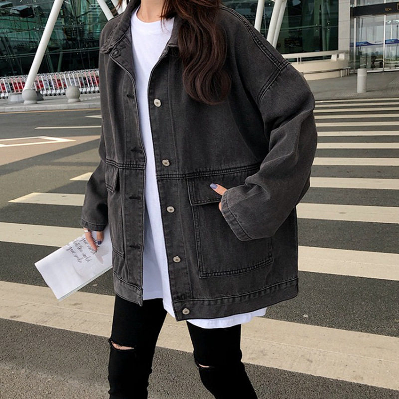 Denim Jacket For Women Loose Korean Style Bf Student 2026 up图片