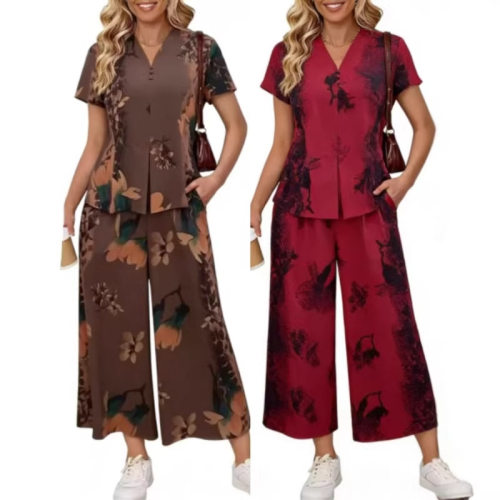 2026 Station Casual Fashion Wide Leg Pants Suit Women