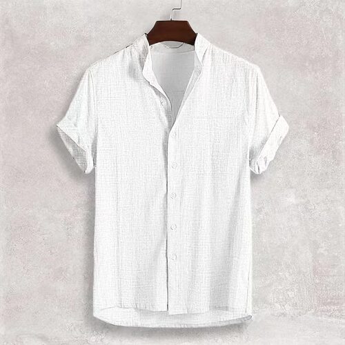 Men's Short-sleeved tton And Linen mforle Casual llar Cardig