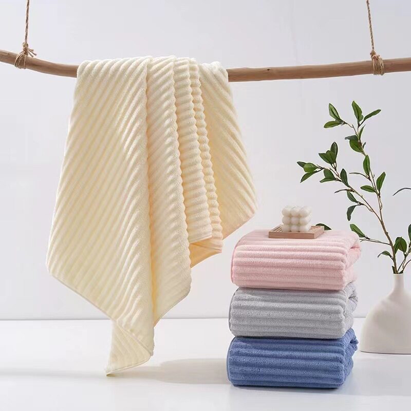 conut Strip Velvet Bath Towel 70*140 ral Fleece Absorbent Ho