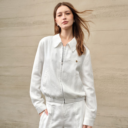 Old Money Style Linen Jacket Short Women's LyocLapel Jacket