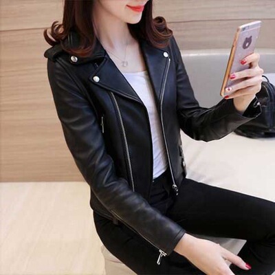 2026 Korean Style Women's Pu Women's Short Slim at Motorcycl