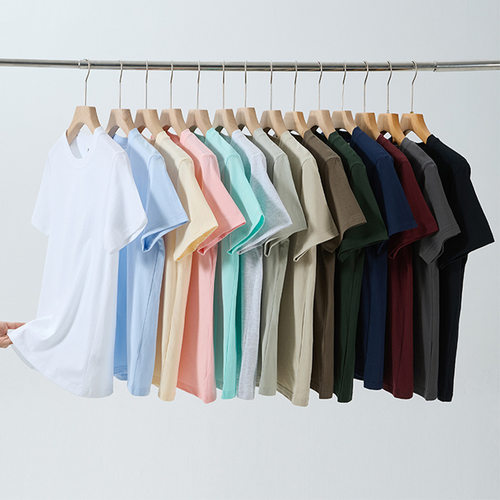 Solid lor Loose Round Neck Pure tton T-shirt Men's Short-sle