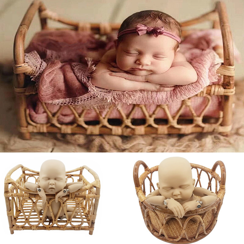 newborn photography props retro rattan round basket chair be