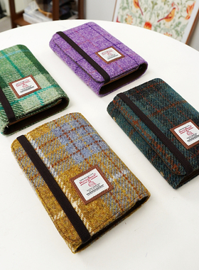 Harris tweed哈里斯粗花呢新款A7高颜值手账本活页定页三折手帐本