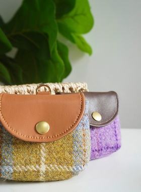 harris tweed粗花呢迷你耳机包钥匙核桃收纳卡包口红纸巾小零钱包